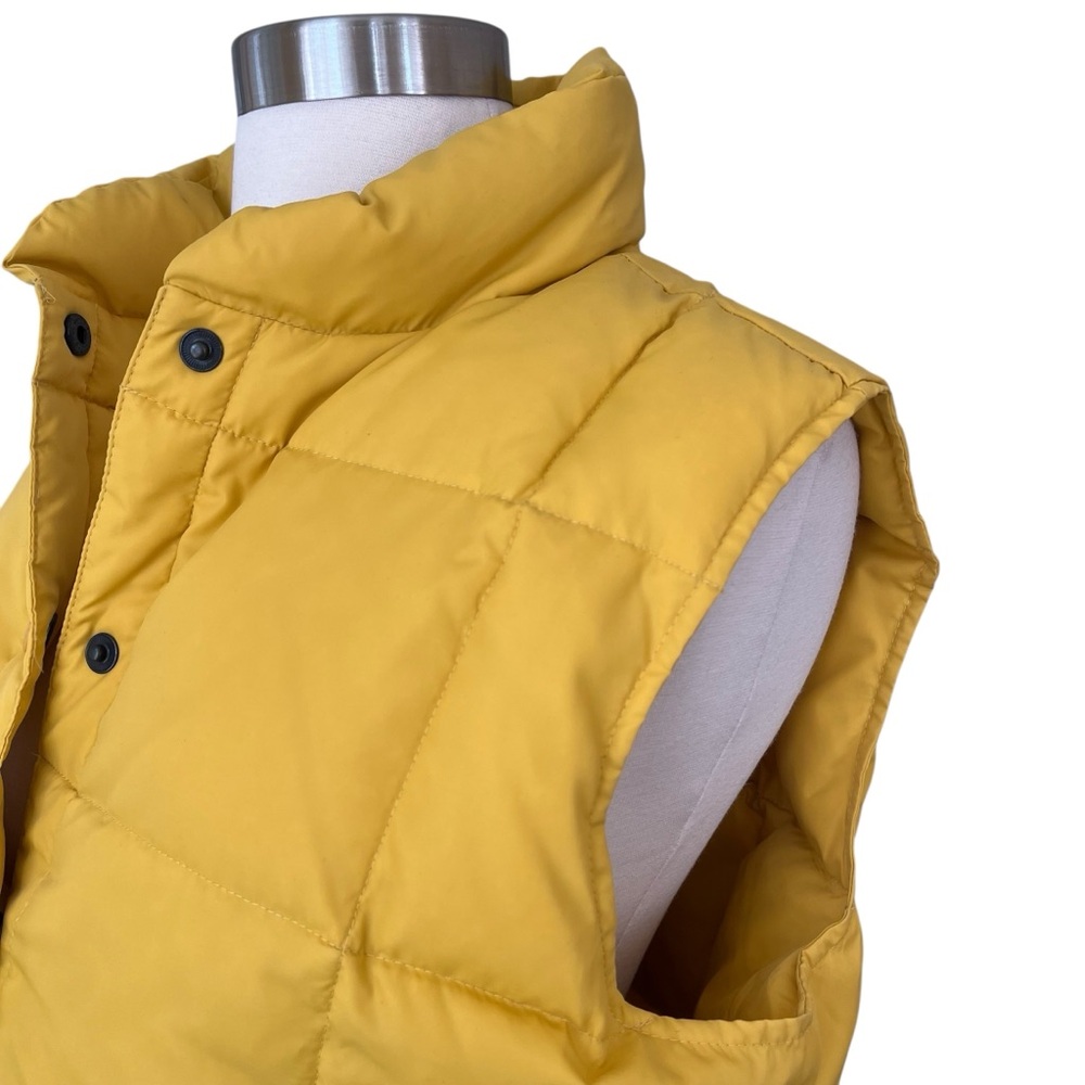 Vintage Lands’ End down button up puffer vest yellow nylon S - Picture 7 of 13